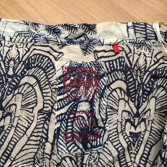 Blue/white crinkled style long sleeve light blouse, ESPRIT, S, Cotton-silk mix - Picture 5 of 5